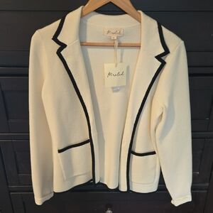 Marled Ivory Blazer with Ebony Trim